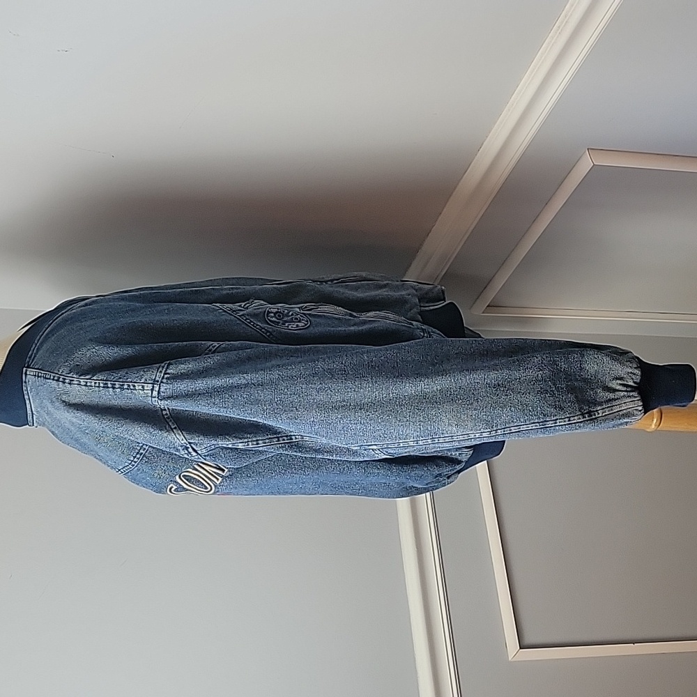 HARLEY‎ DAVIDSON V-Twin Power Embroidered Denim VTG Zip Bomber Biker Jacket XL - Picture 4 of 16